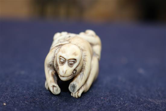 A 19th century Japanese ivory monkey group netsuke